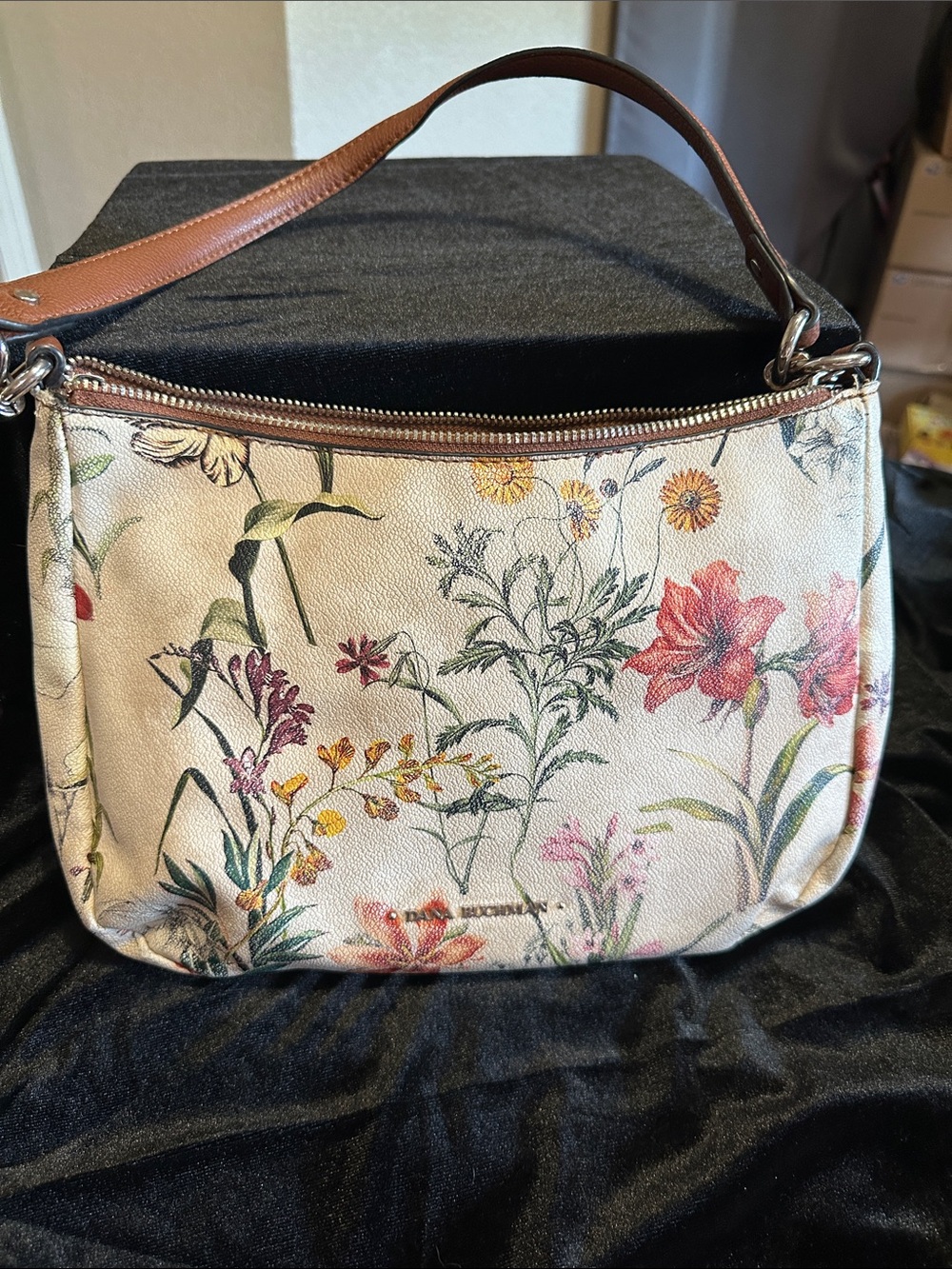 Dana Buchman all leather floral bag/purse.